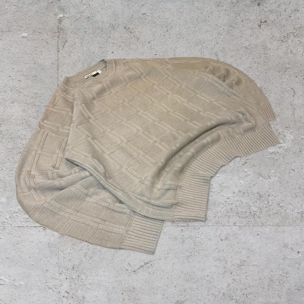 Mens vintage Y2K grandpa style causal 90s cream knitted sweater size Large